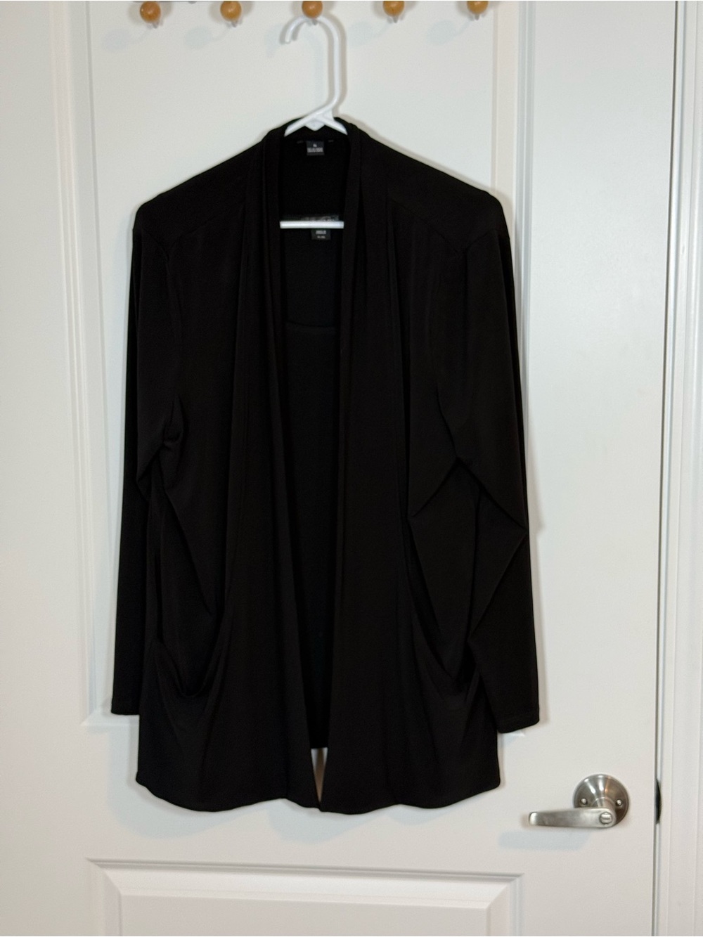 Women's Black Open-Front Draped camisole and jacket sweater type set